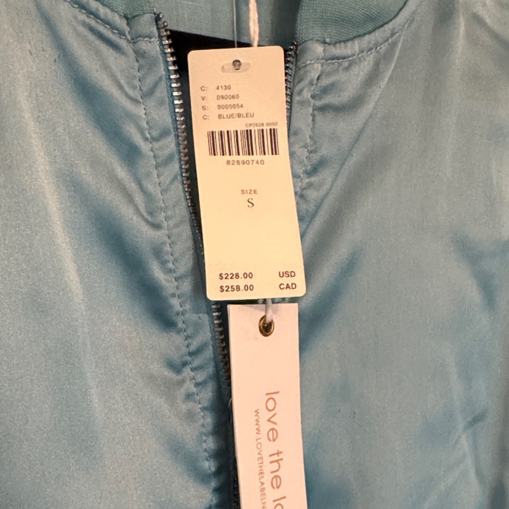 NWT Anthropologie Blue Satin Dress with Balloon Sleeves - Picture 3 of 5